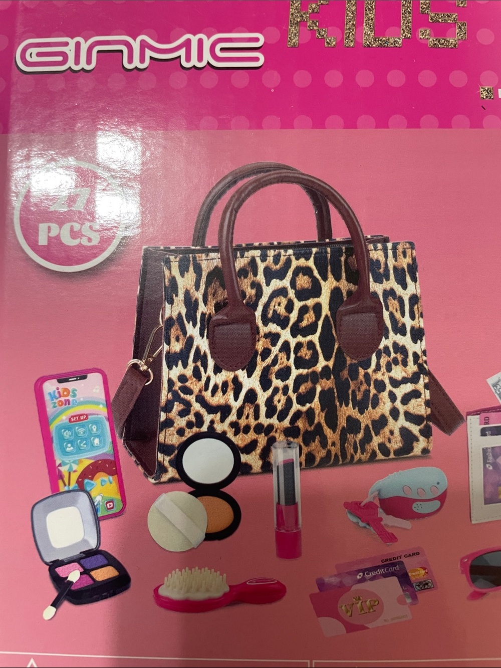Kids Purse Kit Brown Leopard Print Play Handbag Set, NWT super cute